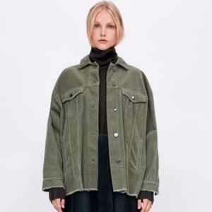 Zara Olive Green Corduroy Jacket - Small
